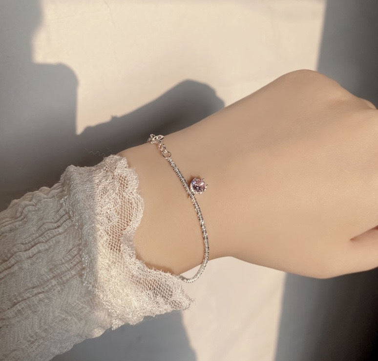 Wholesale S925 sterling silver shining olive green zircon necklace