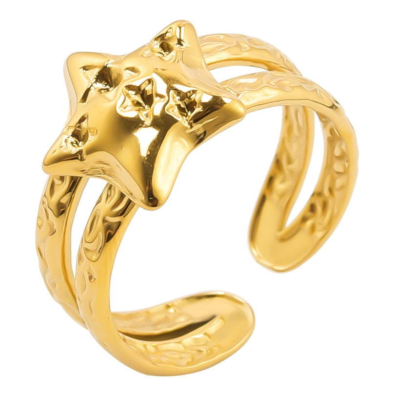 Wholesale Stainless Steel Open Adjustable Star Ring