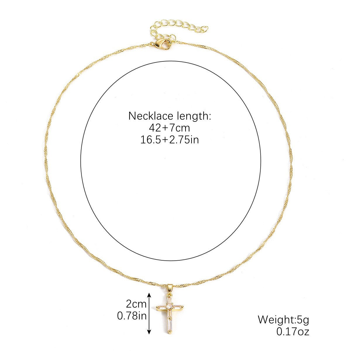 Wholesale  Bead Zircon Cross Pendant  Light Luxury Personalized Cross Necklace