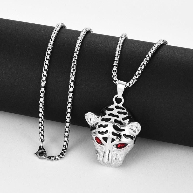 Wholesale Leopard Head Men' s Necklace Zinc Alloy Drip Oil Fashion Accessory Boutique Gift