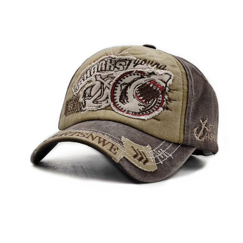 Wholesale Letter Shark Hat Denim Embroidery Baseball Cap