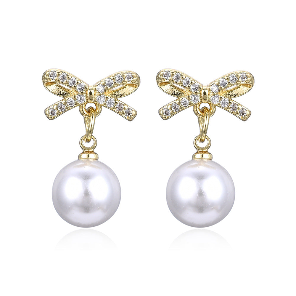 Wholesale Bow Pearl Earrings