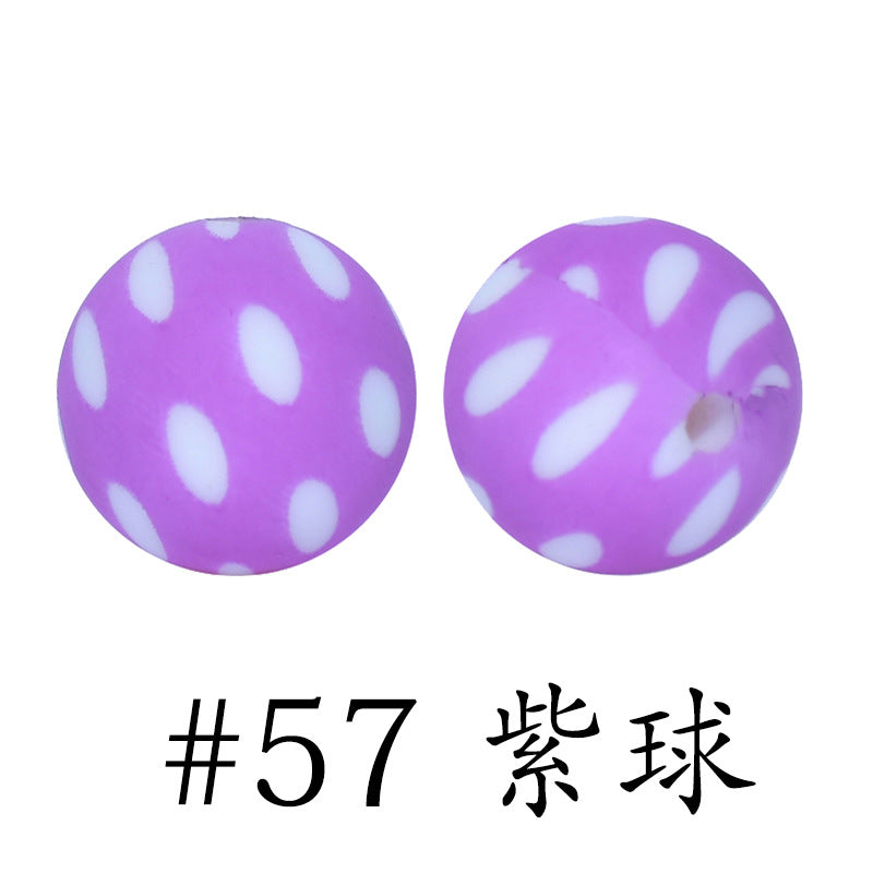 Wholesale 50pcs 15mm Western Style Leopard Skull Color Aztec Printed Silicone Balls Beads ACC-BDS-HeSheng009