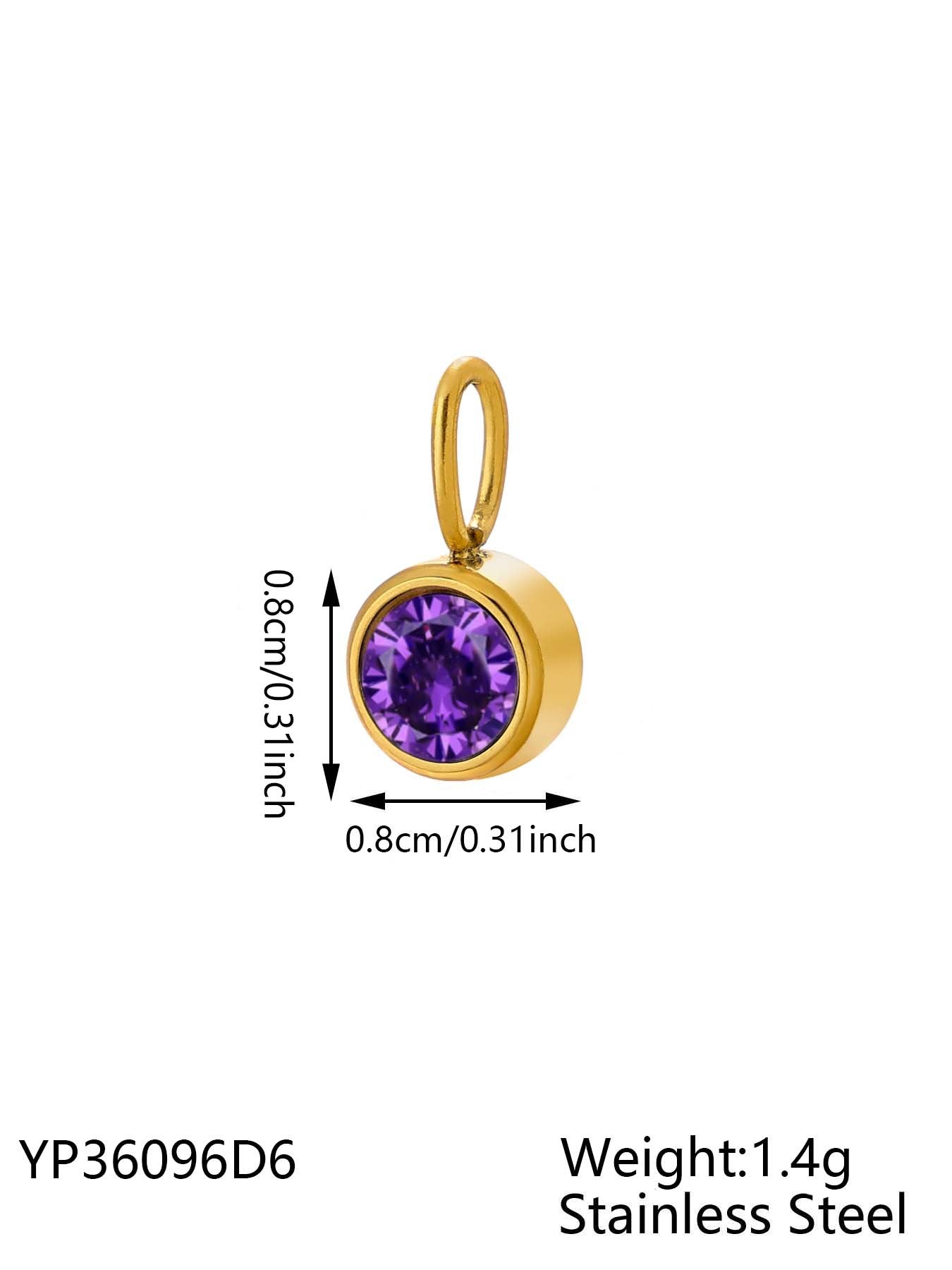 Wholesale Stainless steel birthday stone DIY color pendant