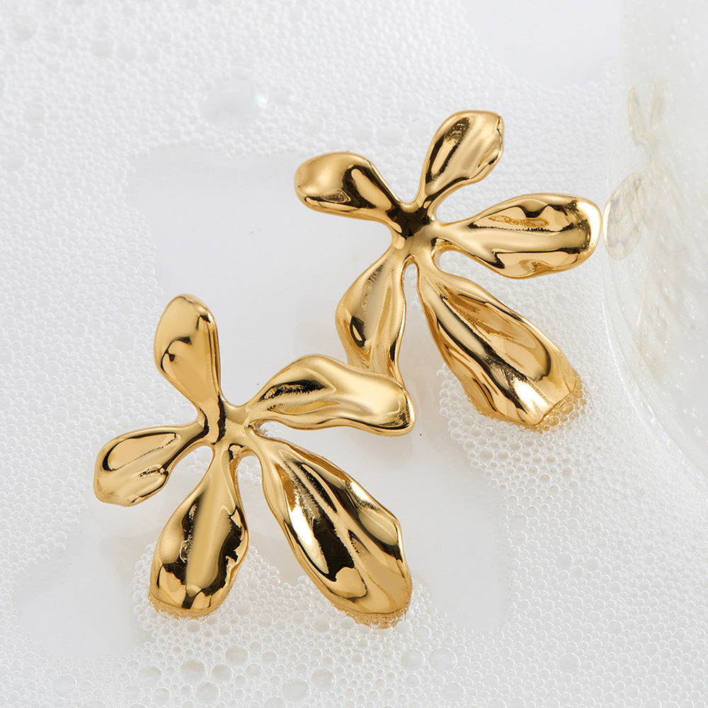 Wholesale 316 stainless steel irregular flower earrings