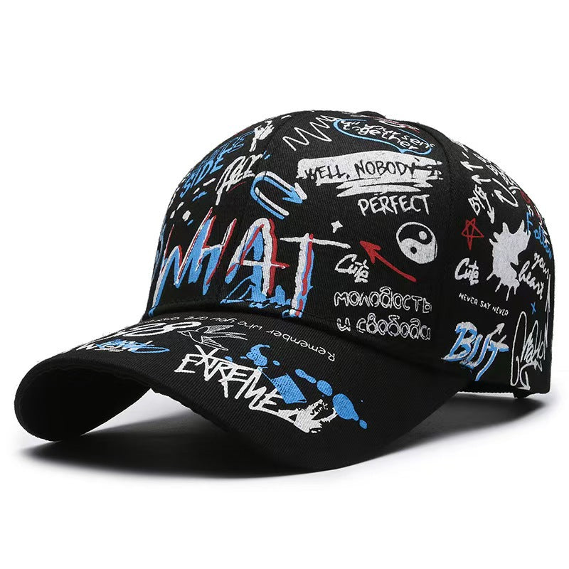 Wholesale Chic Graffiti Baseball Cap Unisex Adjustable Breathable Sun Hat for Outdoor Activities