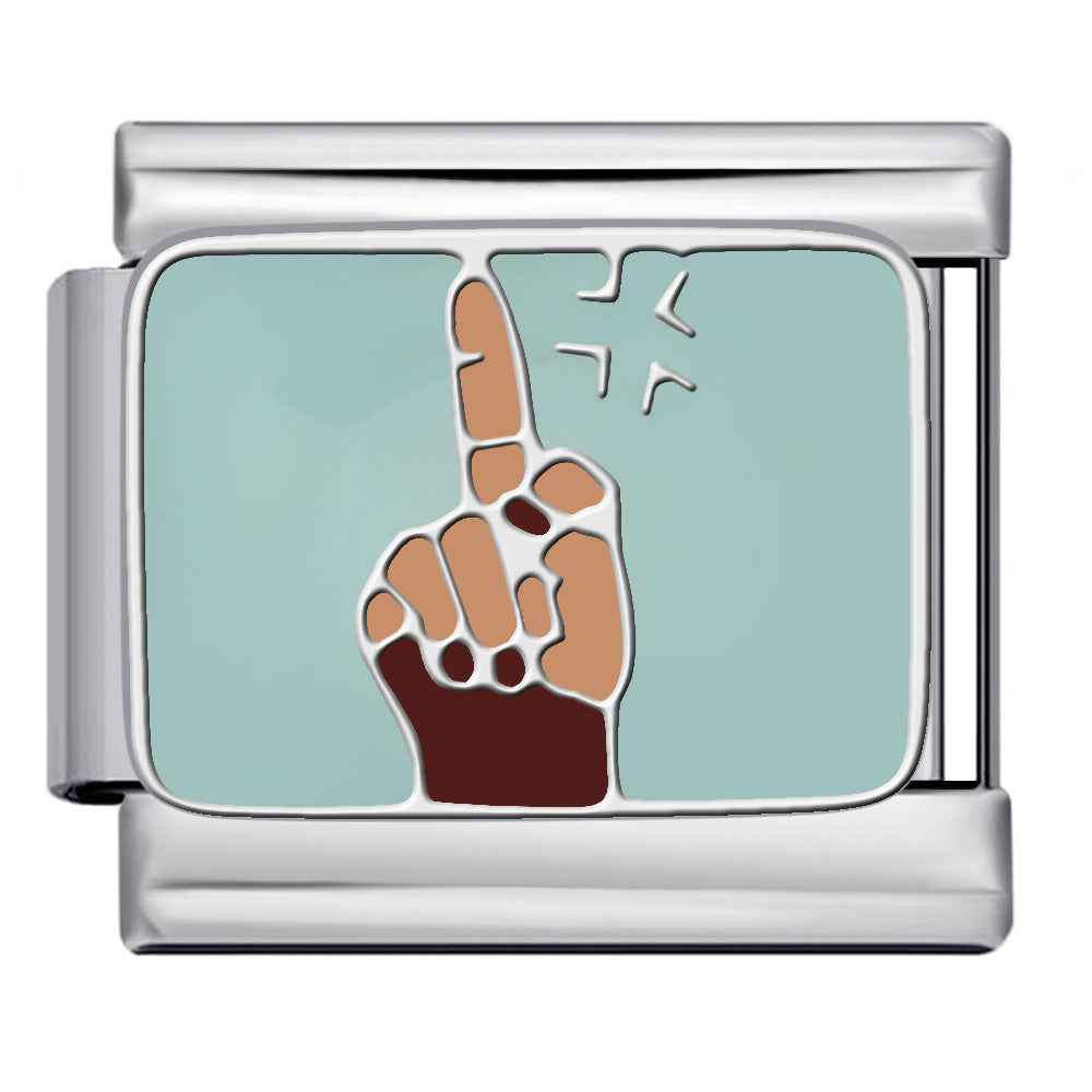 Wholesale Italian DIY  modular Charms Titanium steel oil drip welding pattern strap Charms