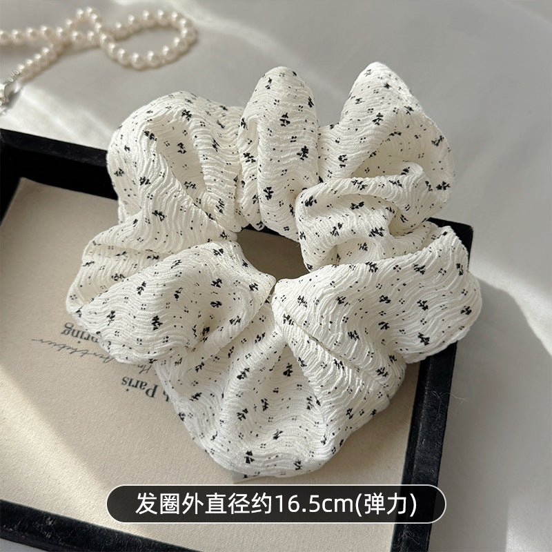 Wholesale  Black and White Floral  Hair Ring Hair Scrunchies