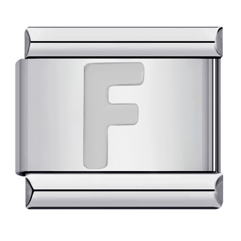 Wholesale Italian Charm Bracelet 9mm DIY Splicing Removable Silver Concave Letters Stainless Steel Composable Bracelet