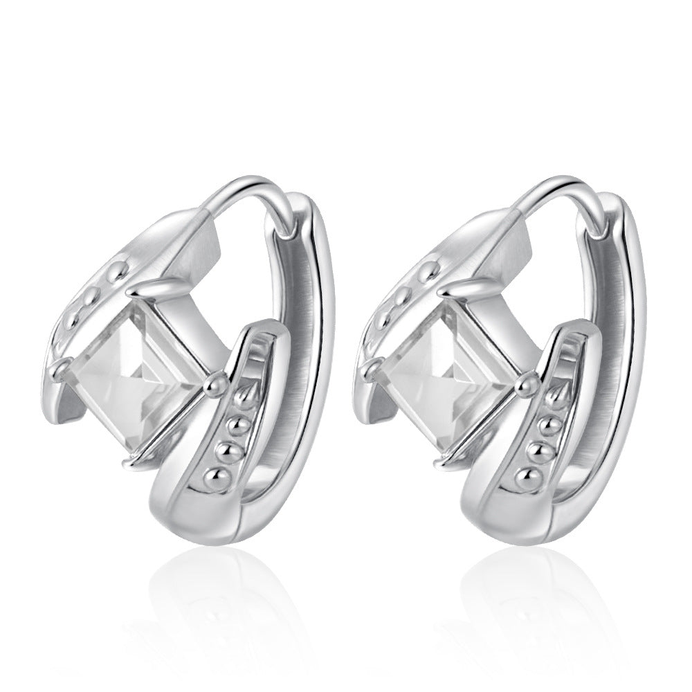 Wholesale Zircon Earrings Stainless Steel 18K Plated Trendy Jewelry Accessory for Women