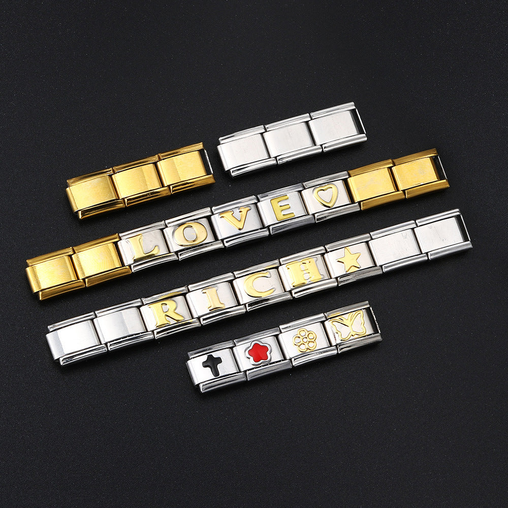 Wholesale Italian Charm Bracelet 9mm DIY Splicing Removable English Letters Stainless Steel Composable Bracelet