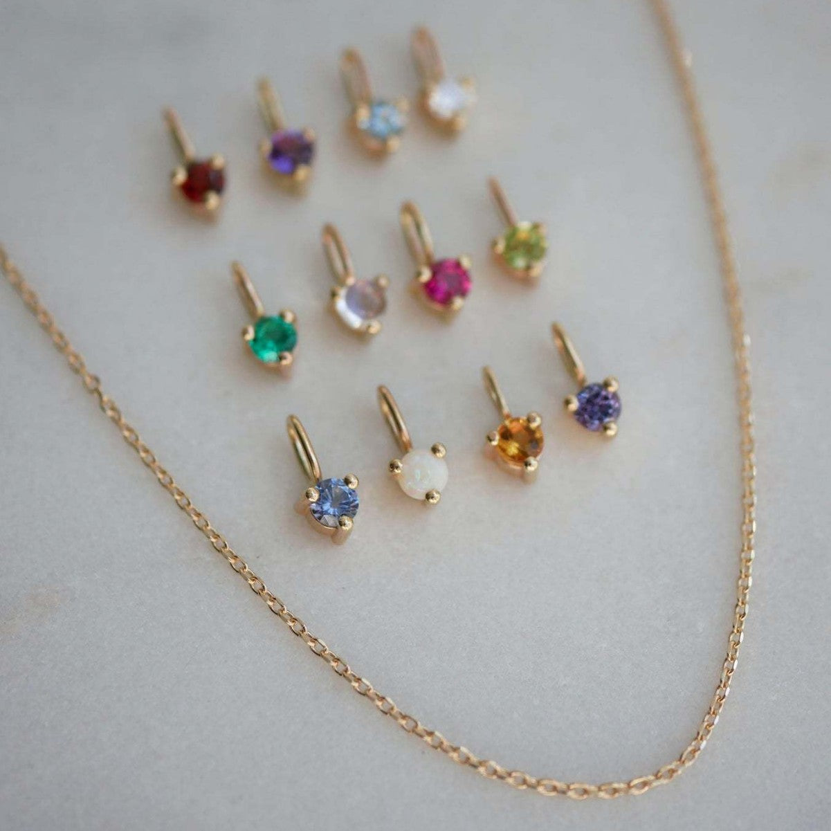 Wholesale Stainless Steel Colored Zircon 12 Birthstone Pendant Accessories