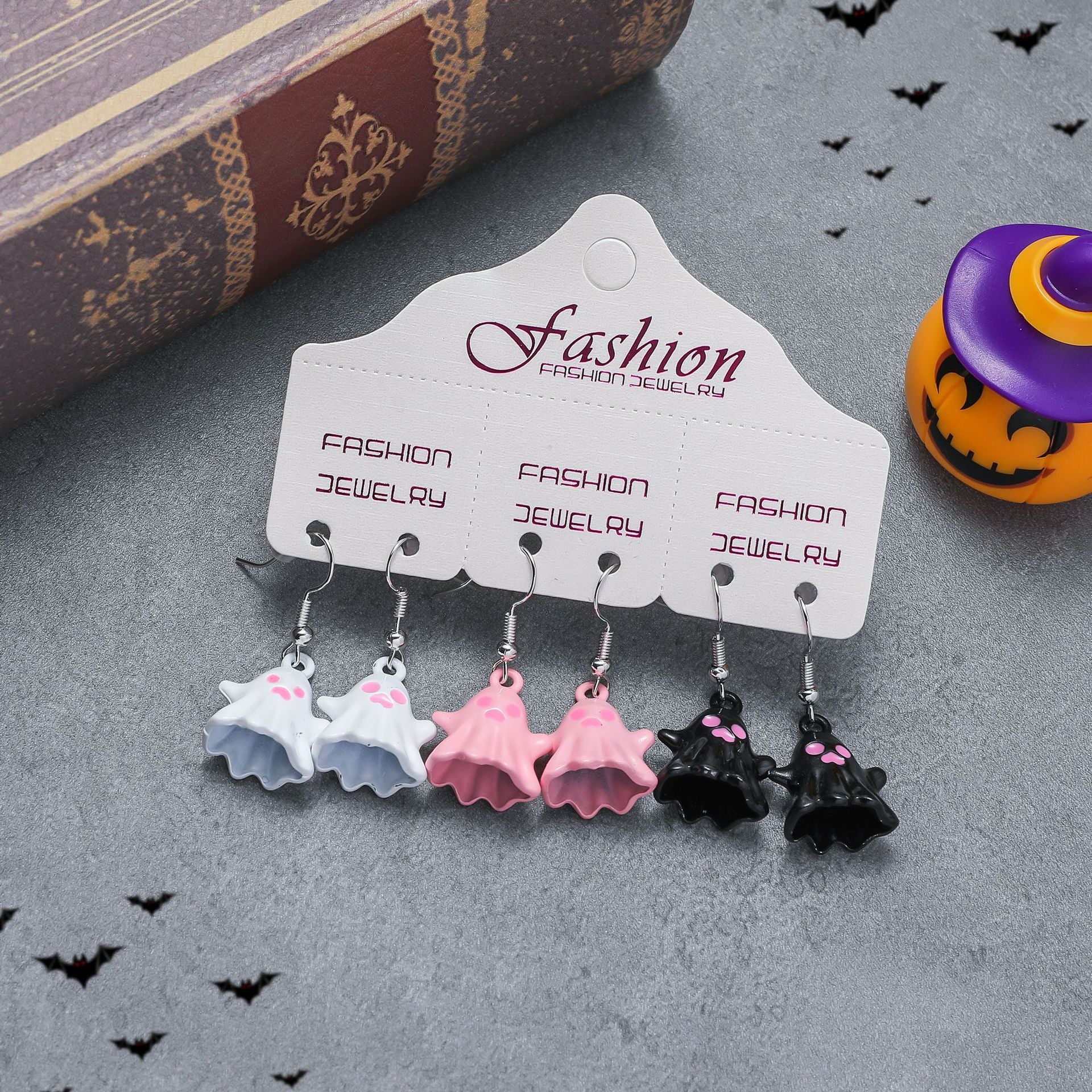 Wholesale  cartoon ghost spray paint alloy earrings