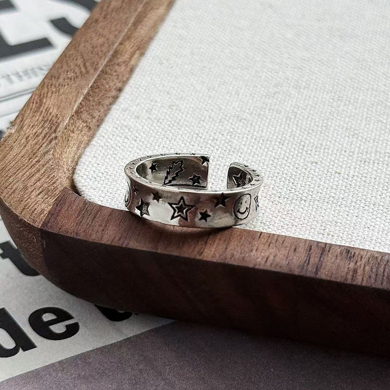 Wholesale Vintage Distressed Cross Ring Copper Zircon Stackable Fashion Accessory