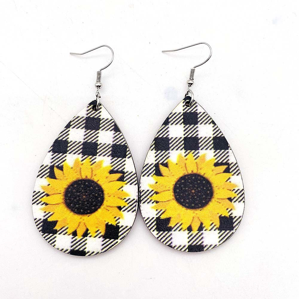 Wholesale Thanksgiving Sunflower Daisy Wood Earrings ACC-ES-ChenY080