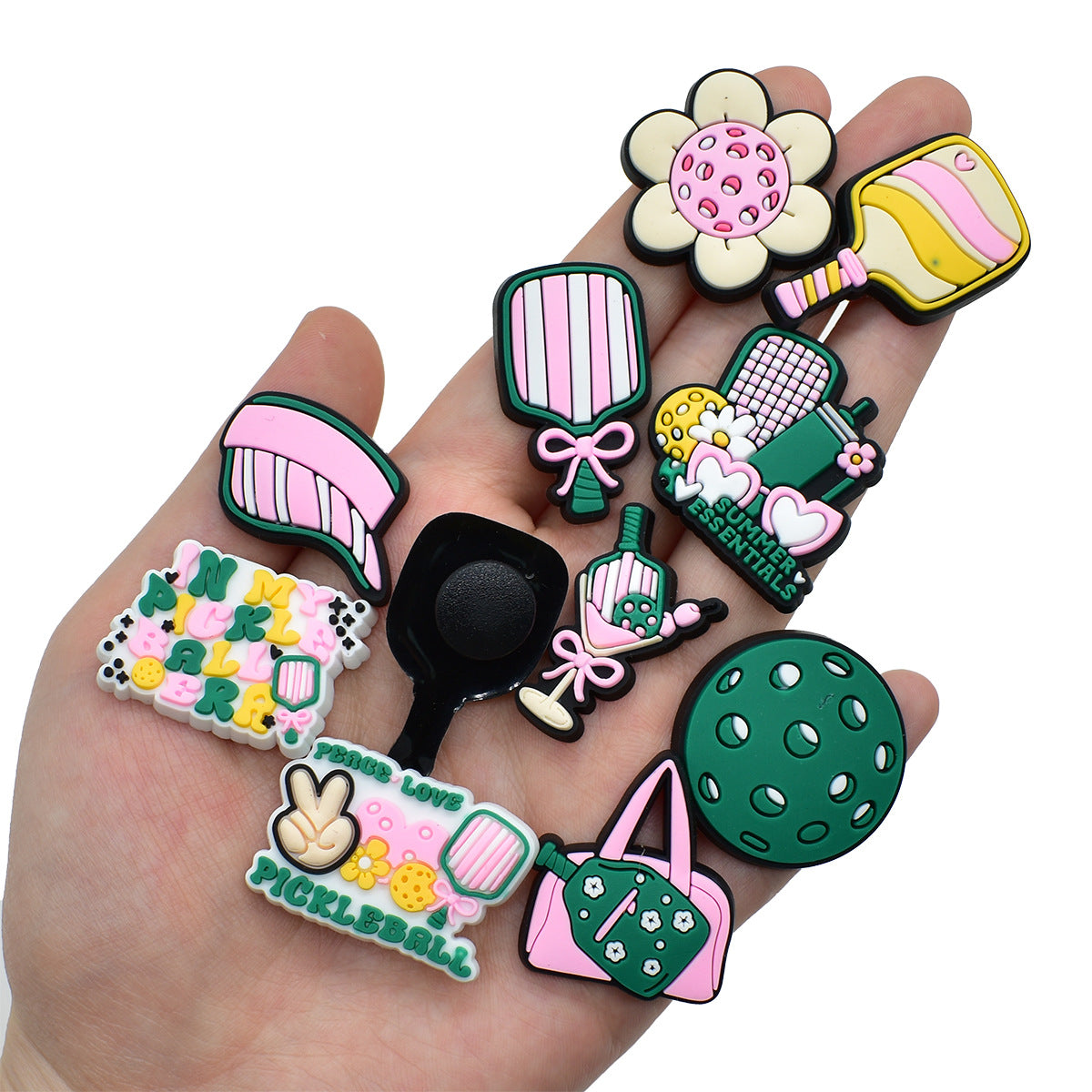 Wholesale Random 100pcs Pickle Ball PVC Soft Rubber Shoe Buckle Decoration ACC-SC-RYY078