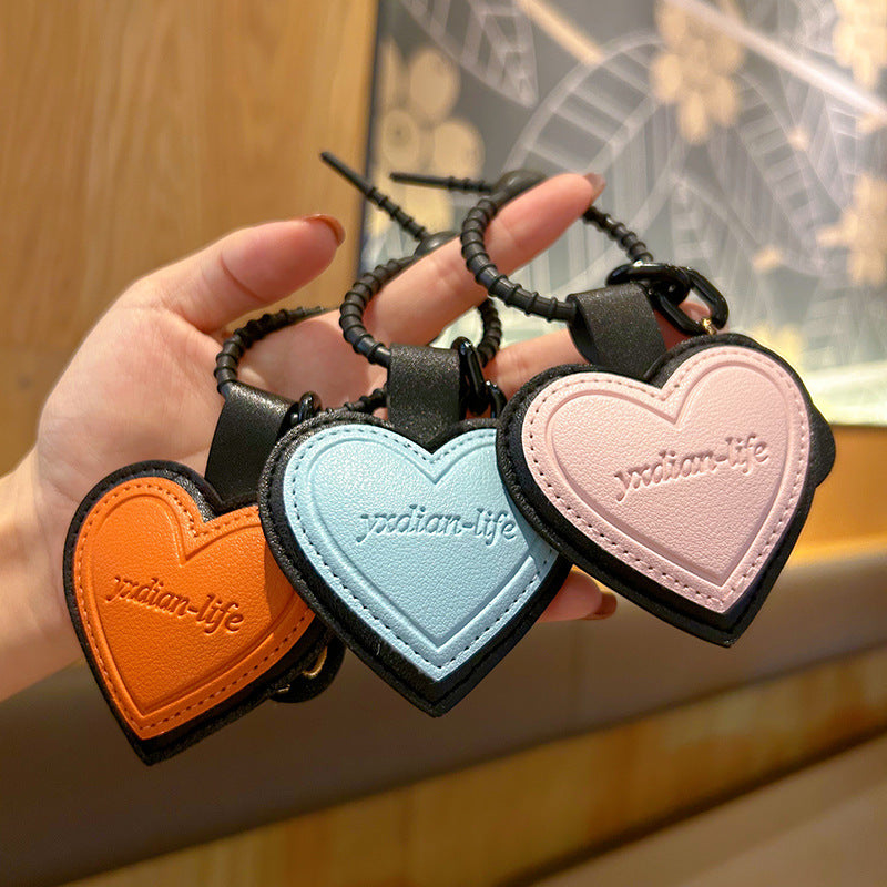 Wholesale Trendy Yellow Leather Heart Keychain Bag Charm Decorative Gift For Students