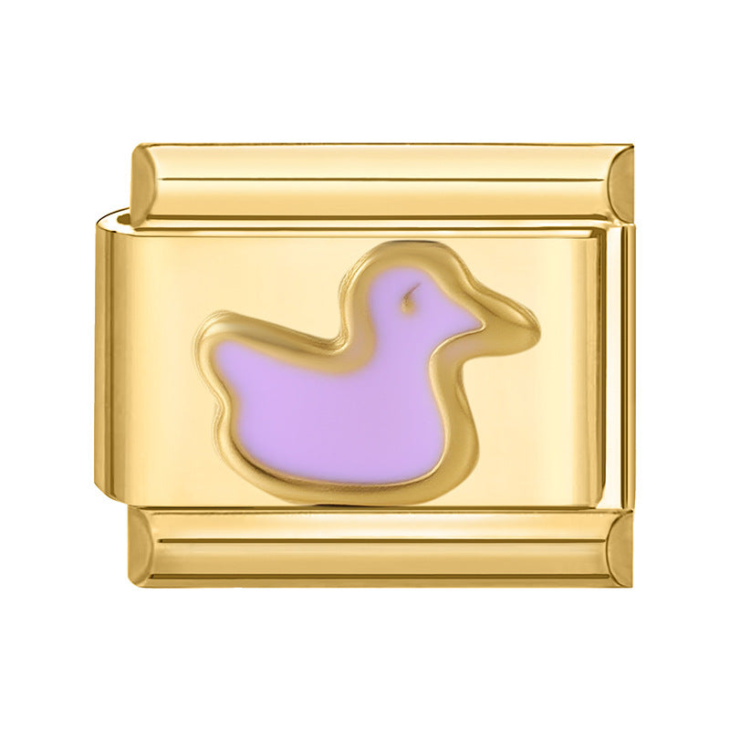 Wholesale Land Animal Italian Charms
 DIY square duck Section Creative Stainless Steel Composable Bracelet