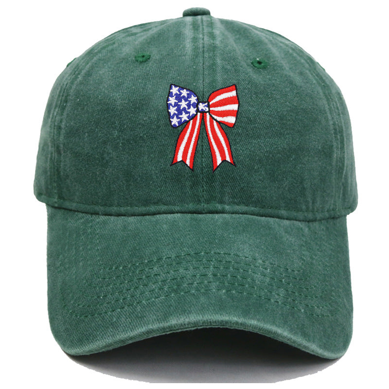 Wholesale American Independence Day flag  bow embroidered baseball cap