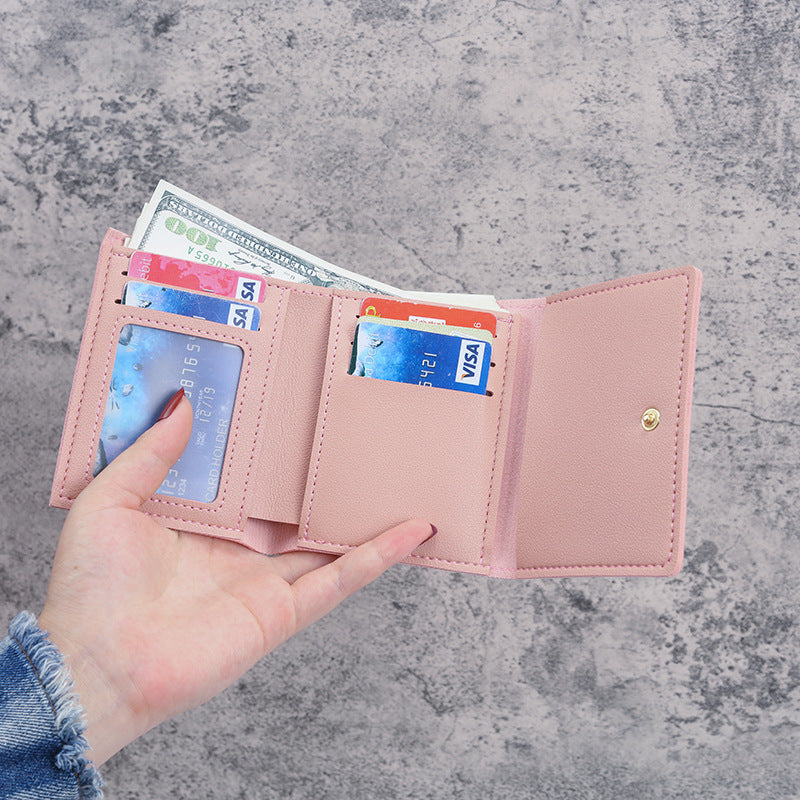 Wholesale PU Leather Cartoon Pig Print Tri Fold Wallet For Women Students Casual Daily Use