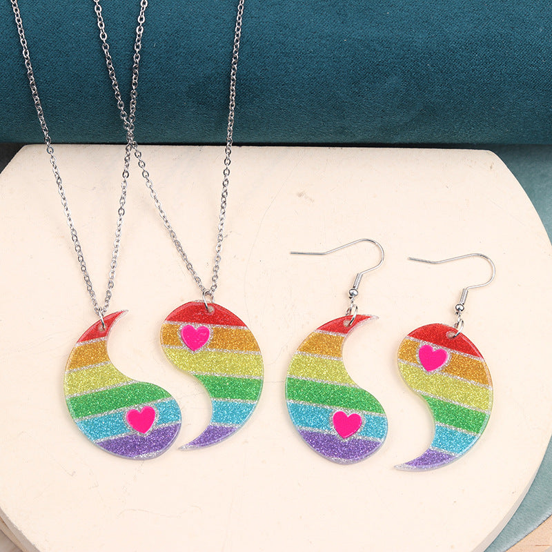 Wholesale Rainbow Love Gossip Acrylic Earrings ACC-ES-DA004