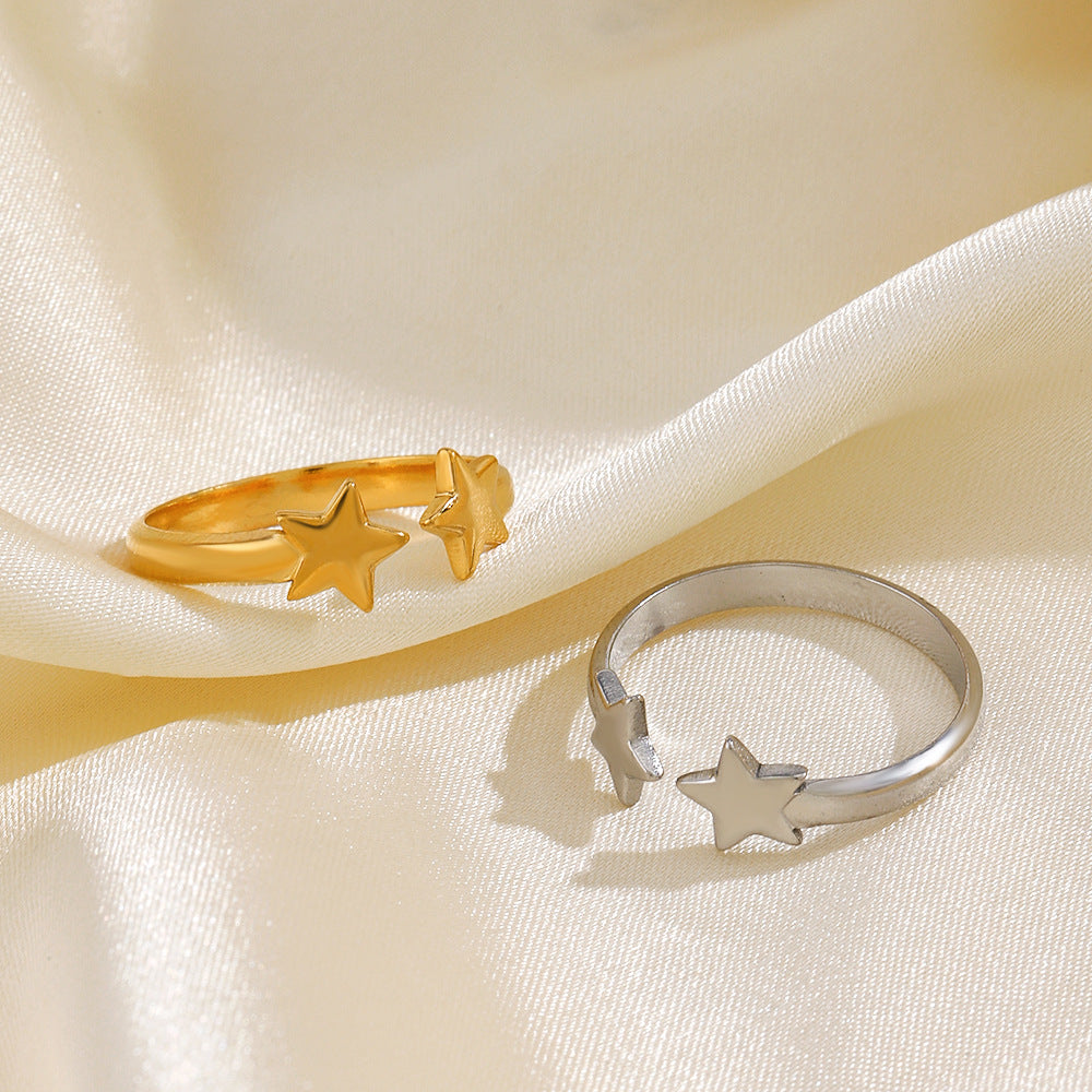Wholesale 18K Gold Plated Stainless Steel Star Ring Adjustable Open Design Fashion Jewelry Gift