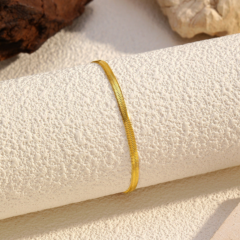 Wholesale electroplated gold snake bone chain  stainless steel Bracelet