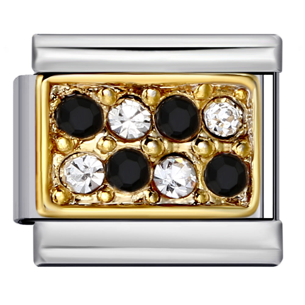 Wholesale Italian Charm Bracelet 9mm DIY Splicing Removable Diamond Square Stainless Steel Composable Bracelet