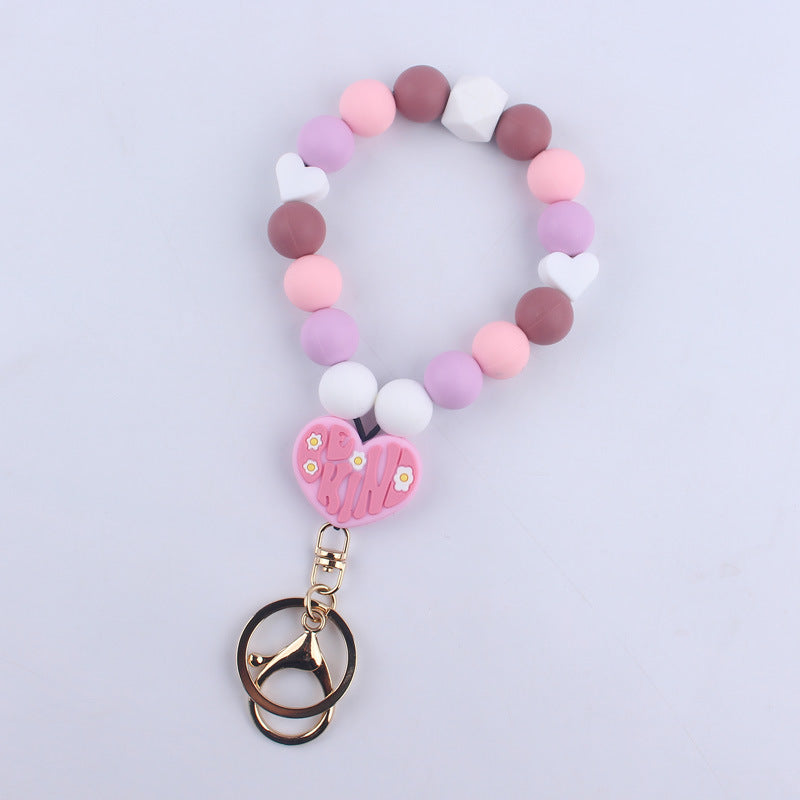 Wholesale Heart-shaped Silicone Bead Wrist Keychain ACC-KC-GuangTian004