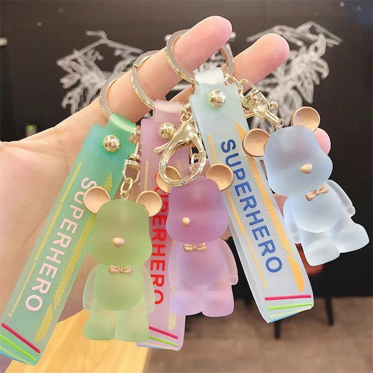 Wholesale Cartoon Crystal Bow Tie Bear PVC Soft Glue Keychains Creative Keychain ACC-KC-XinShu005