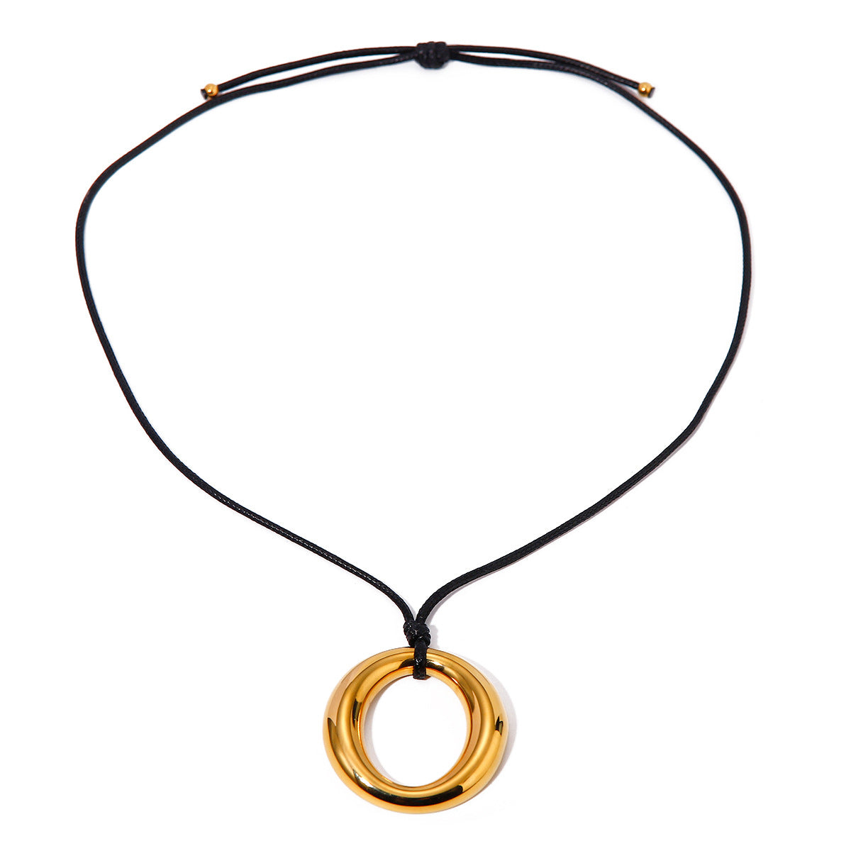 Wholesale 18k Gold Stainless Steel Necklace Wax Rope Necklace Round Hollow Necklace ACC-NE-JieDing003