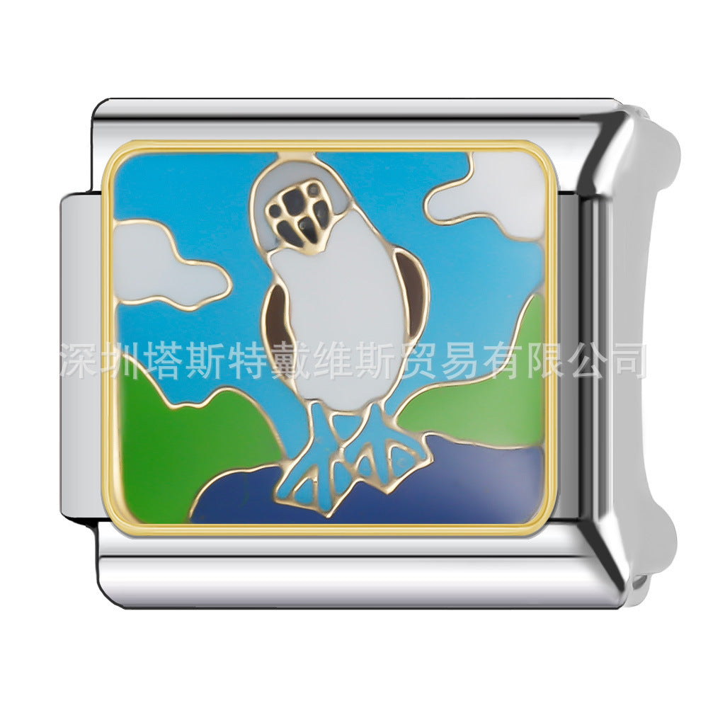 Wholesale 9mm Italian Charm Starter Bracelets DIY square Single Section Creative Stainless Steel Composable Bracelet