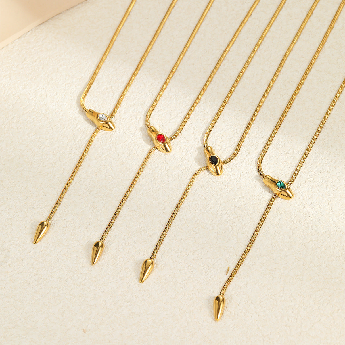 Wholesale Snake-shaped thin snake chain stainless steel necklace with zircon clavicle chain