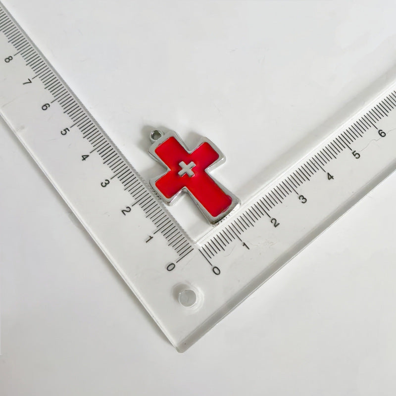 Wholesale Pink Electroplated Zinc Alloy Cross Necklace Gothic Punk Style Fashion Accessory