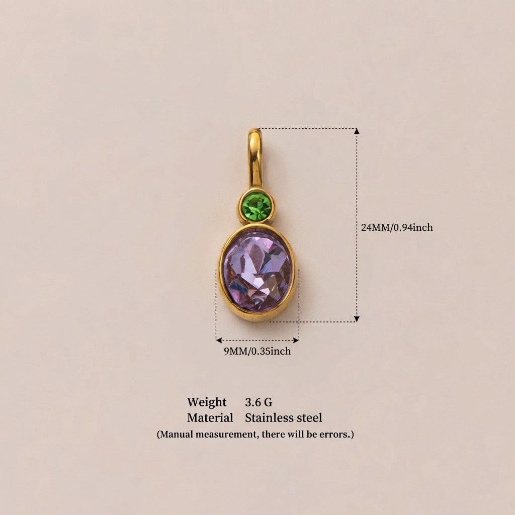 Wholesale Modern Stainless Steel DIY Pendant Jewelry Accessory With Colorful Zircon And Natural Stone For Necklace Bracelet Or Bag Charm