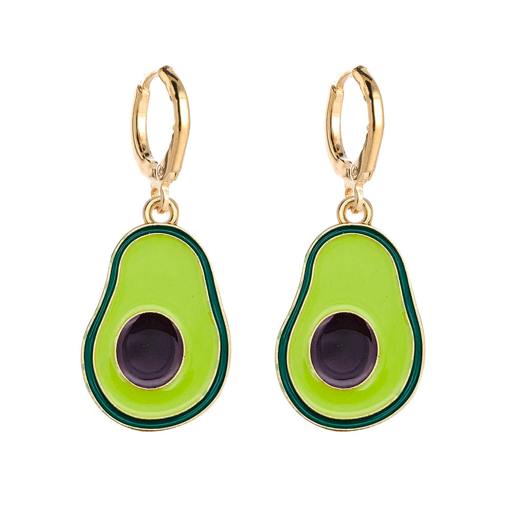Wholesale Fruit Earrings Lemon Avocado Strawberry Cute Alloy Dripping Oil Earrings ACC-ES-Cheny006