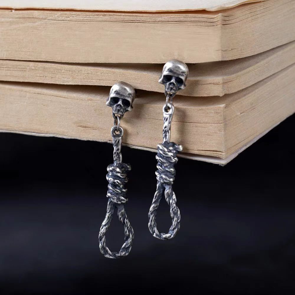 Wholesale  Tassel Skull Hemp Rope Earrings