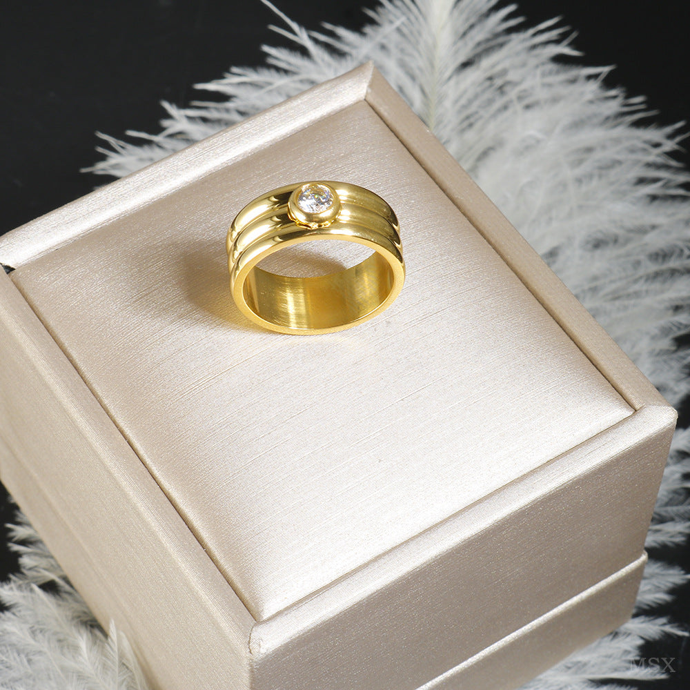 Wholesale Titanium steel zircon ring