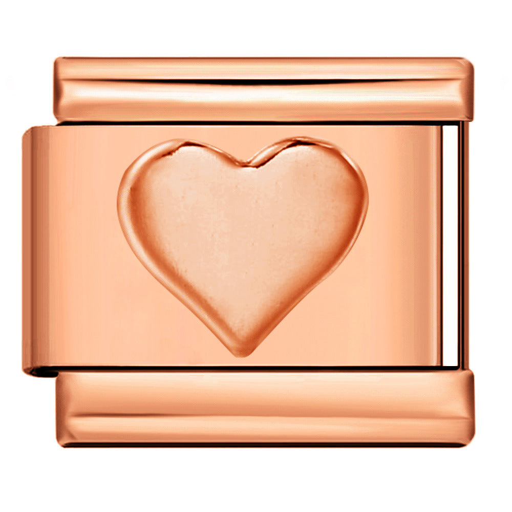 Wholesale Italian Charm Bracelet 9mm DIY Splicing Rose Gold Series Stainless Steel Composable Bracelet