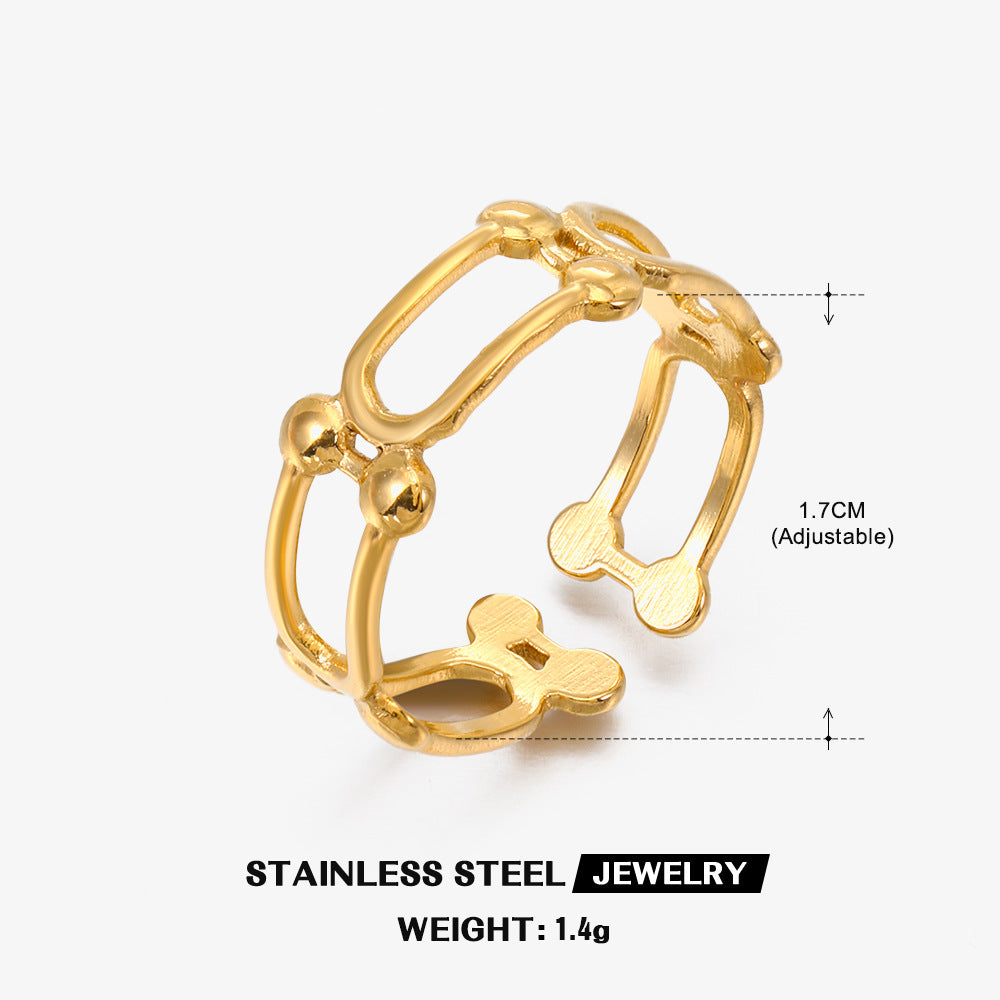 Wholesale Gold Plated Rings Stainless Steel Rings Hollow Open Adjustable Rings ACC-RS-JiaLi007