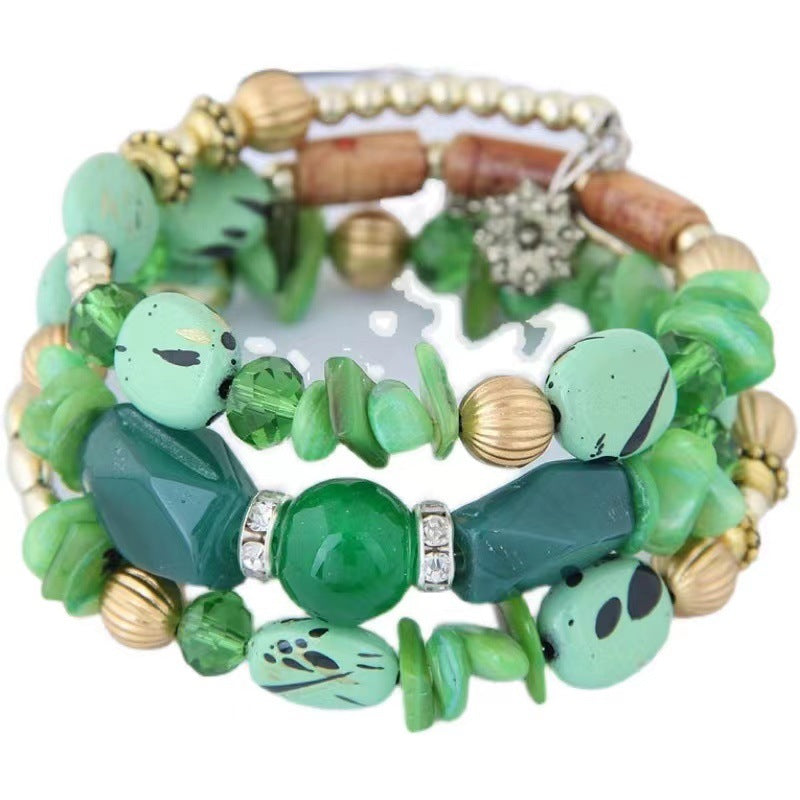 Wholesale Boho Style Kauri Crystal Mixed Multi-layered Bracelet Layered Bracelet Set ACC-BT-Weiy020