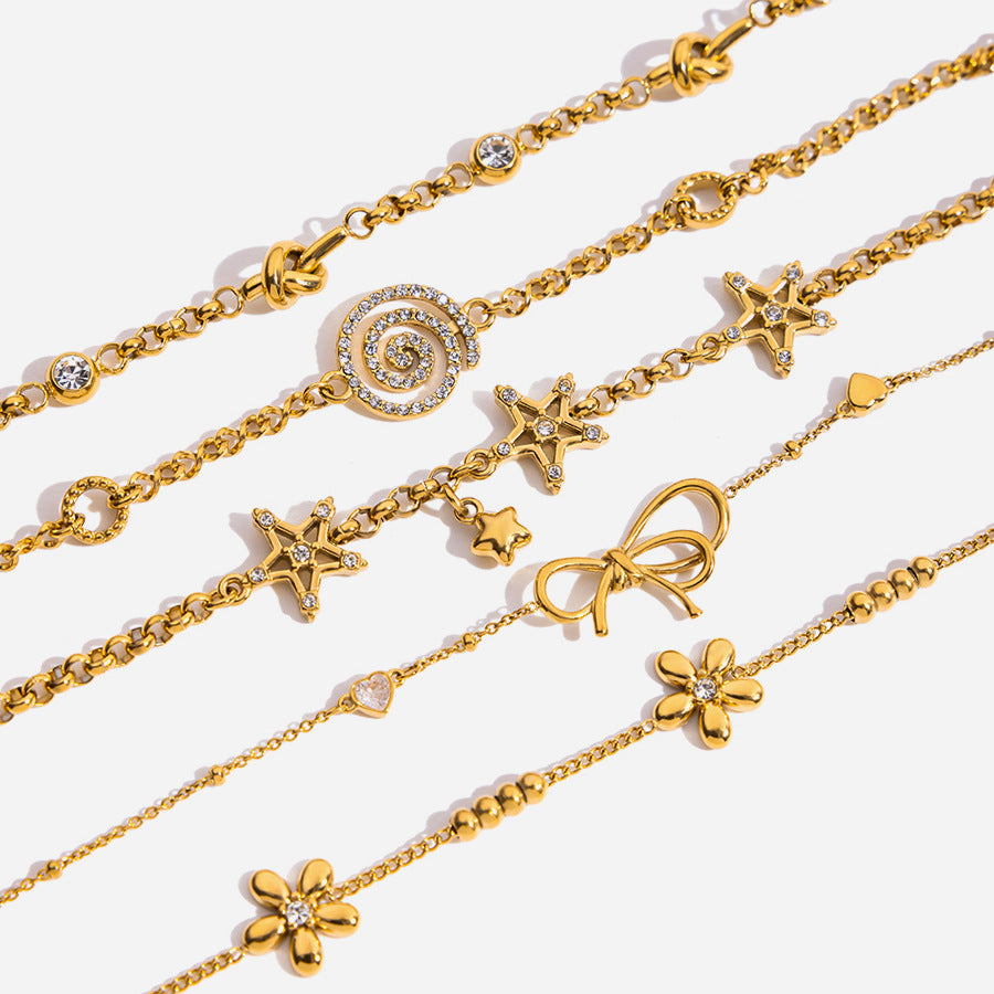 Wholesale 18K Stainless Steel Flower Bracelet with Diamonds