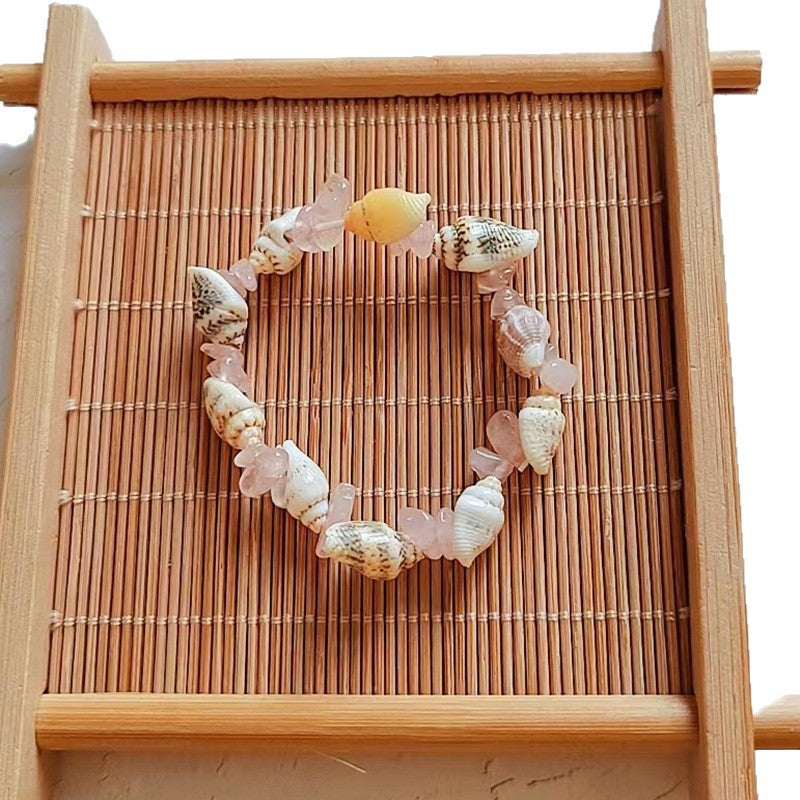Wholesale Natural Stone Shell Bead Bracelet Quartz Amethyst Strawberry Crystal Gift