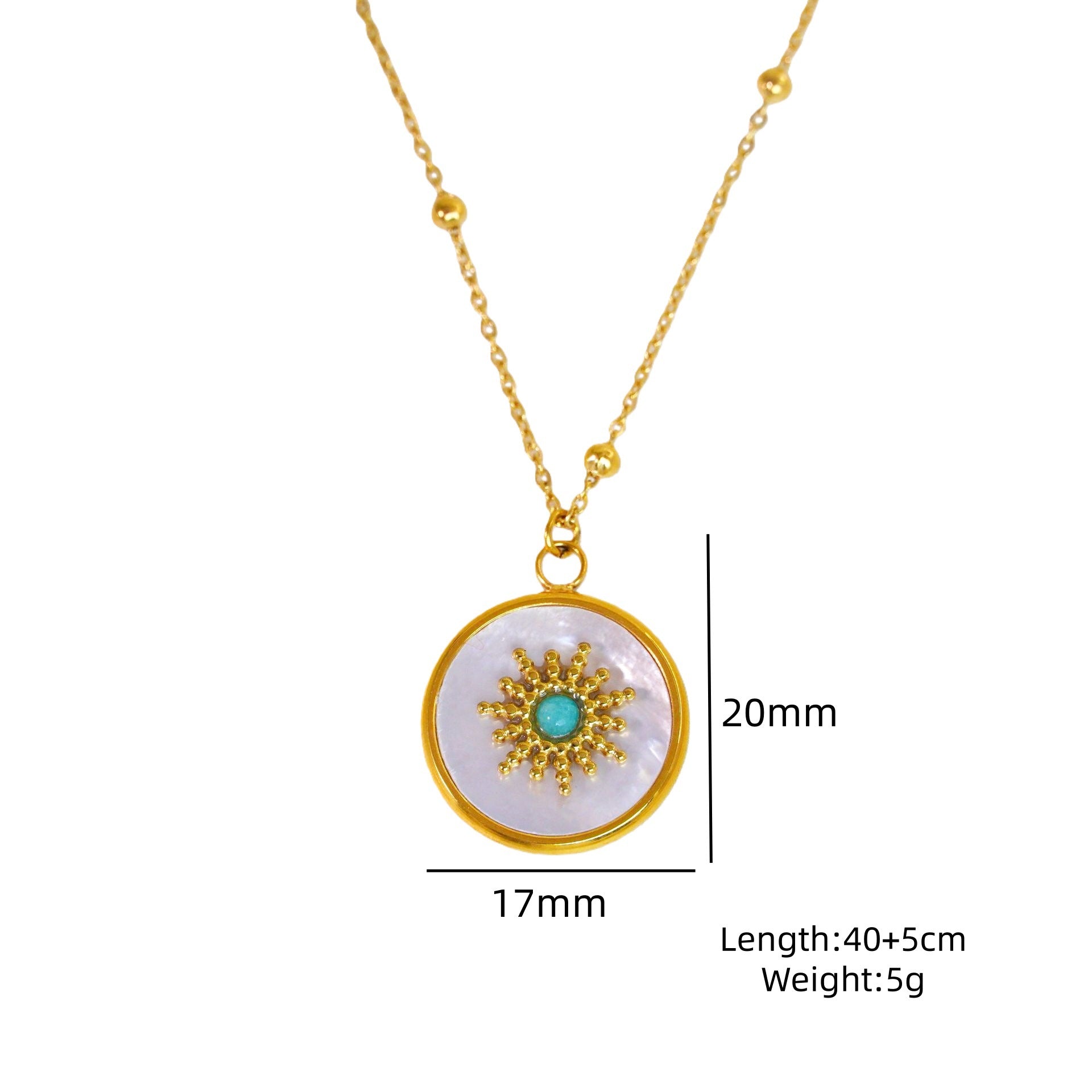 Wholesale Light Luxury Blue Tianhe Stone 14K Gold Plated Titanium Steel Necklace,  Fashion Jewelry Accessory Gift