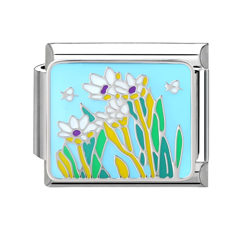 Wholesale  Italian Magic DIY Creative Steel Base Flower Module  Handmade Craft Charms