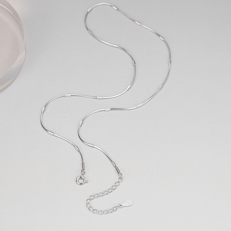 Wholesale 925 Sterling Silver Fashion Simple Geometric Flower Tube Chain