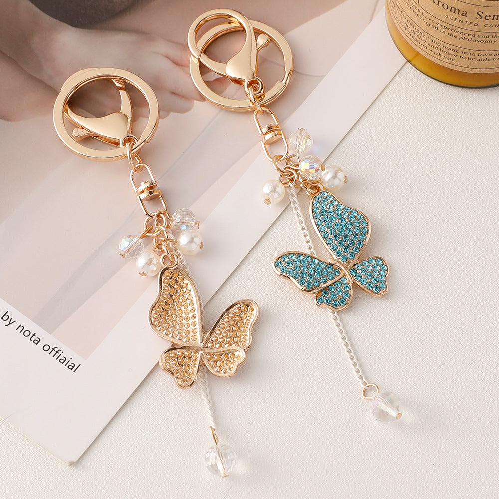Wholesale Tassel Butterfly Alloy Diamond Keychains ACC-KC-ChenHui011