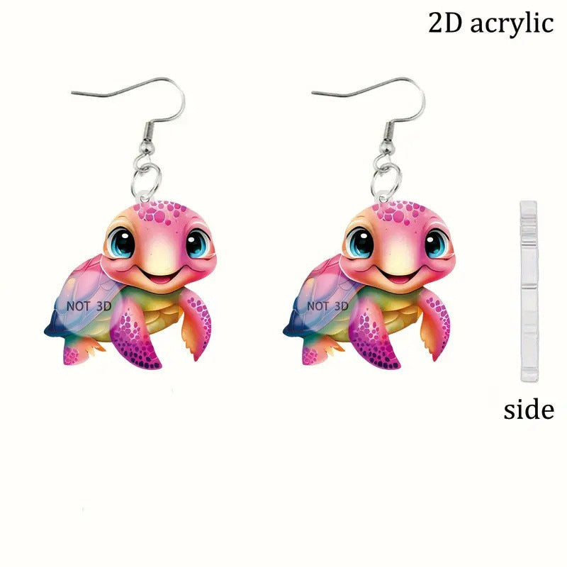 Wholesale  Colorful Turtle 2D Acrylic Earrings