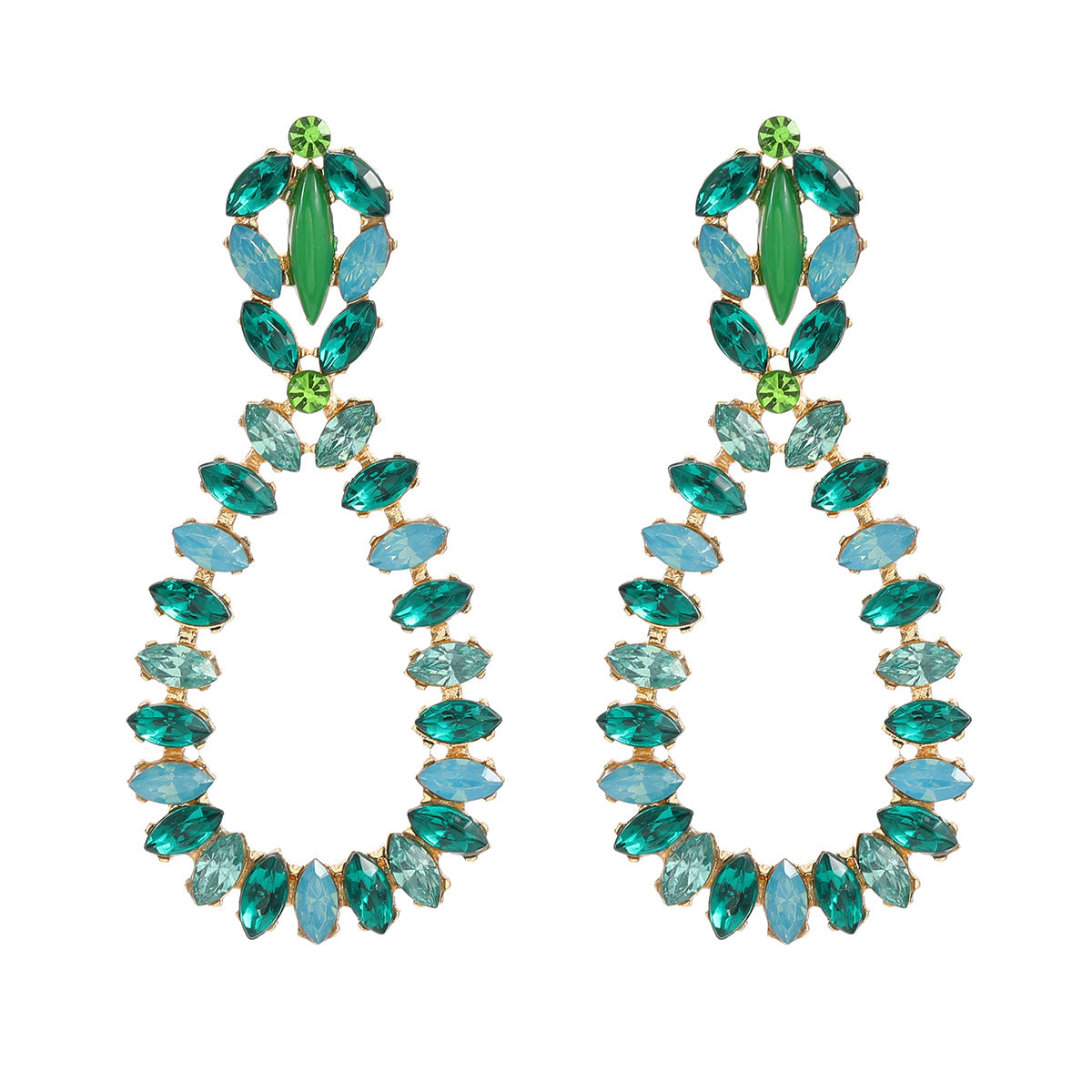 Wholesale colorful diamond drop-shaped alloy earrings  ACC-ES-JL015