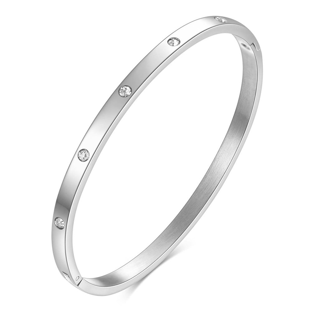 Wholesale  Stainless steel 4mm simple  fashion Diamond smooth bracelet